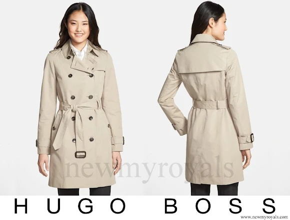 Queen Letizia wore HUGO BOSS Cascadia Double Breasted Trench Coat