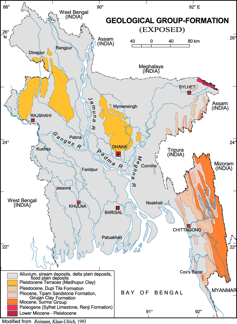 Geological Group Formation Map Bangladesh (Exposed)