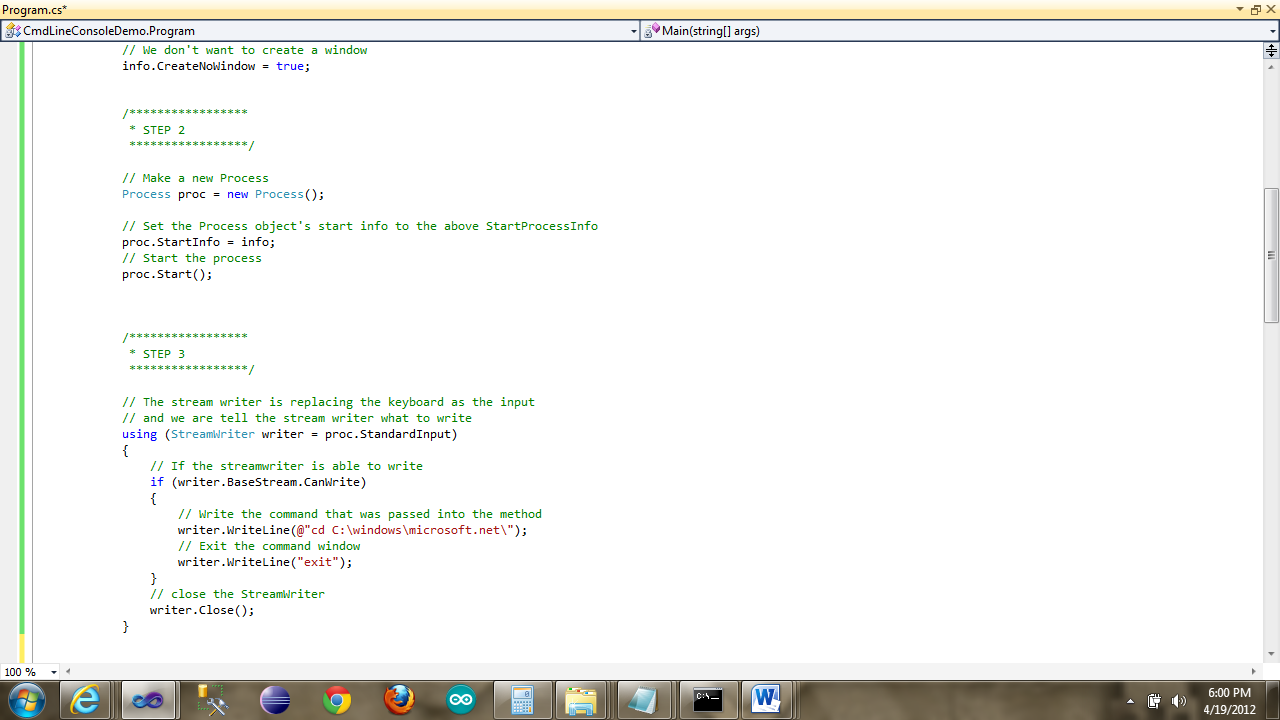Fun Projects of Various Types: C# - Using the Command Prompt