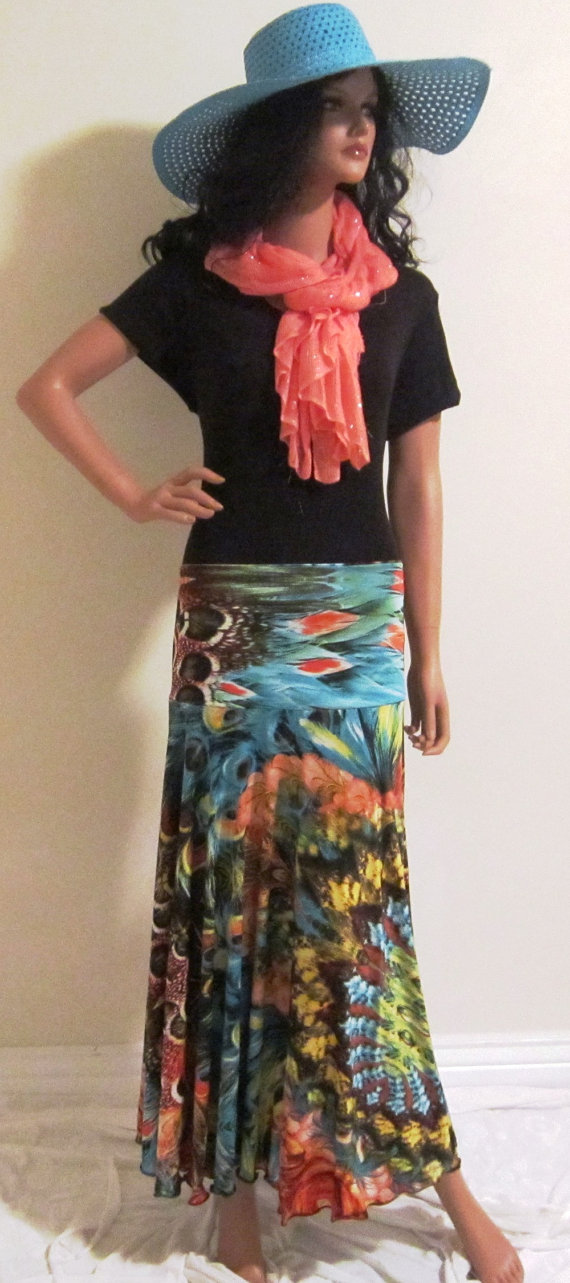 Jeweled  Feathered Maxi skirt