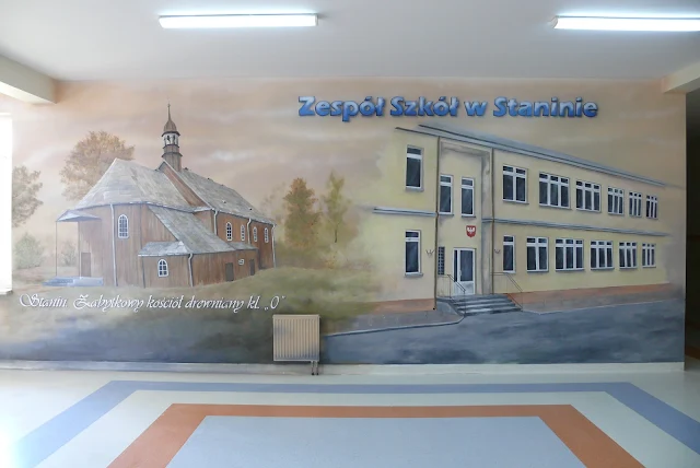 Malarstwo ścienne, Warszawa, artystyczne malowanie szkolnego korytarza