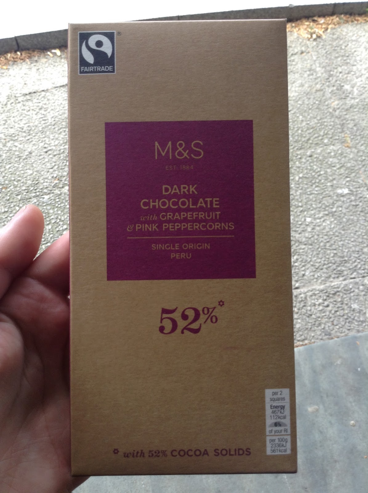 Marks & Spencer Dark Chocolate with Grapefruit & Pink Peppercorns Marks & Spencer Dark Chocolate with Grapefruit & Pink Peppercorns
