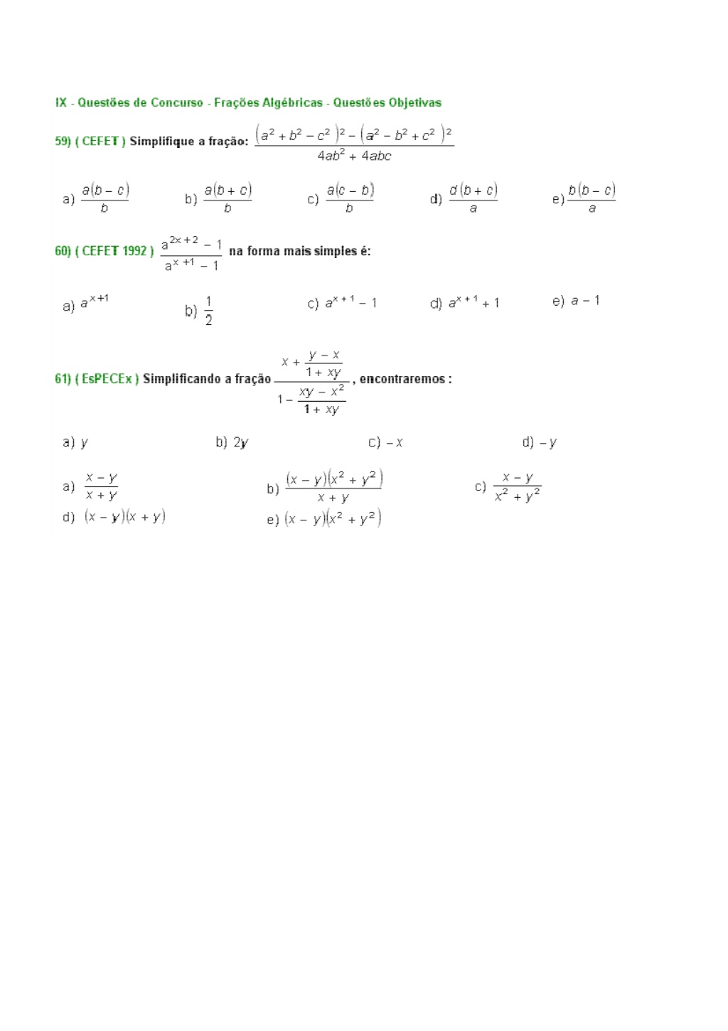 SIMPLIFICANDO FRAÇÕES ALGÉBRICAS 