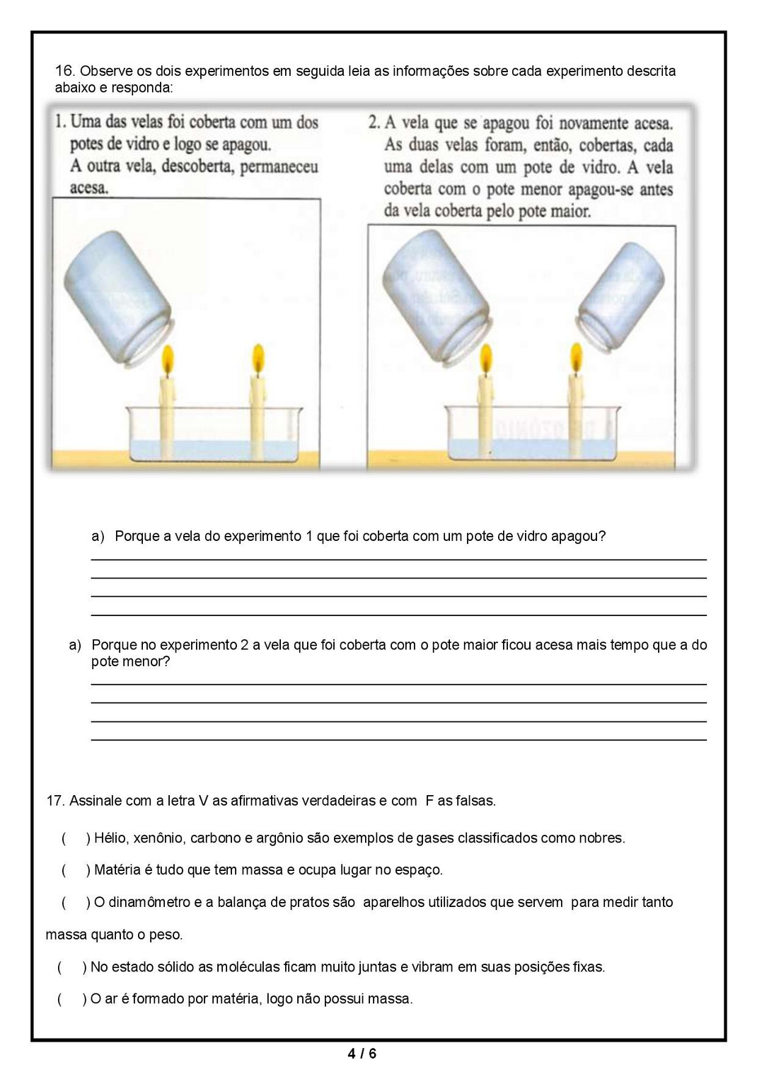 Simulado de Ciências (06) para o 4º e 5º ano - Com gabarito