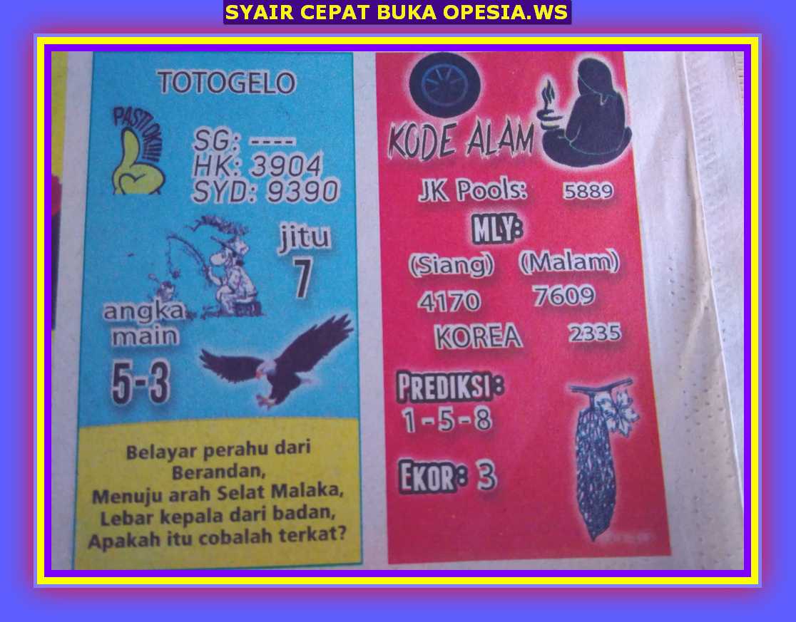 Syair Kode Alam Hk Hari Ini