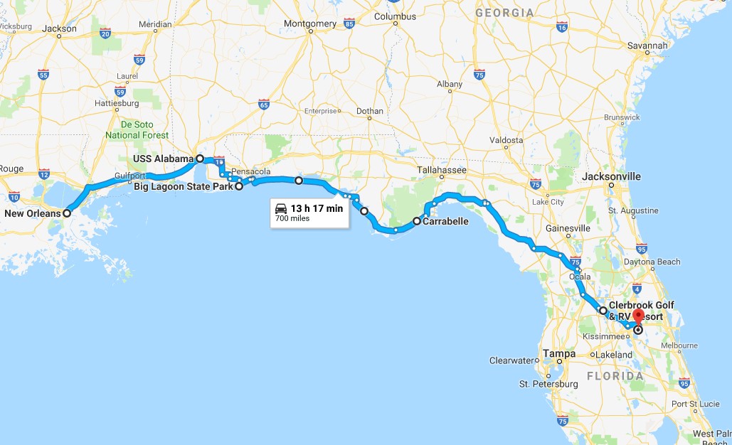 Van New Orleans naar Orlando Slakken op reis