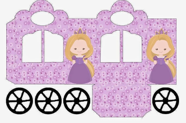Bella Rapunzel: Caja con forma de Carruaje para Imprimir Gratis. 