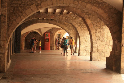Arches in La Plaça de la Llibertat in Besalú