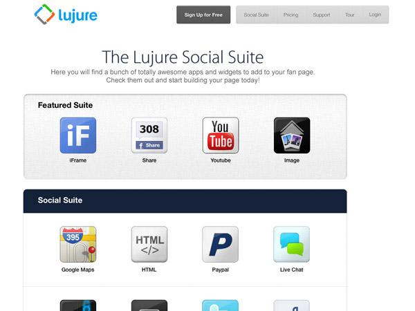 lujure social suite,widgets and apps for customizing fan page