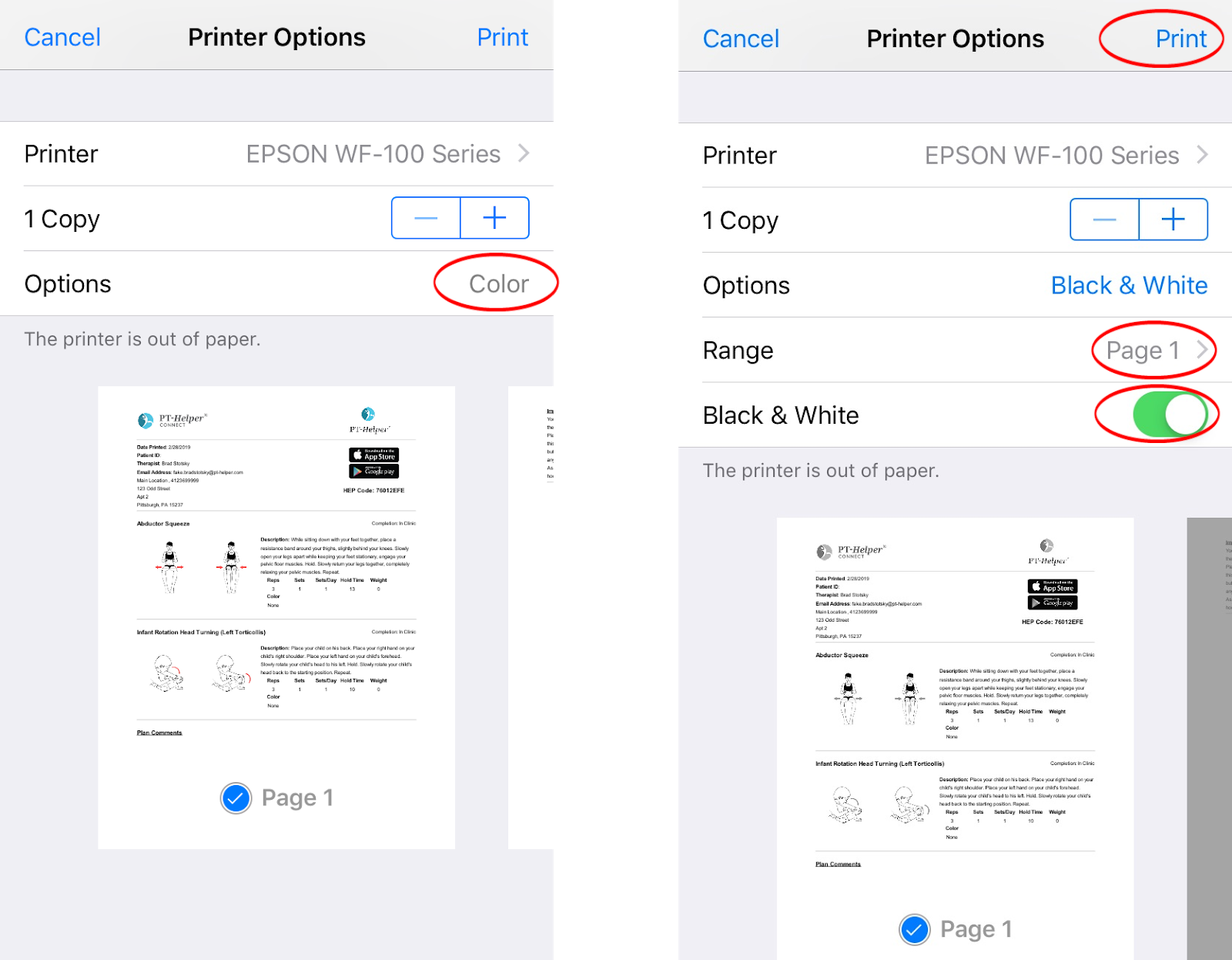 Setting up the Epson WF100 Printer for the HomeCare Physical