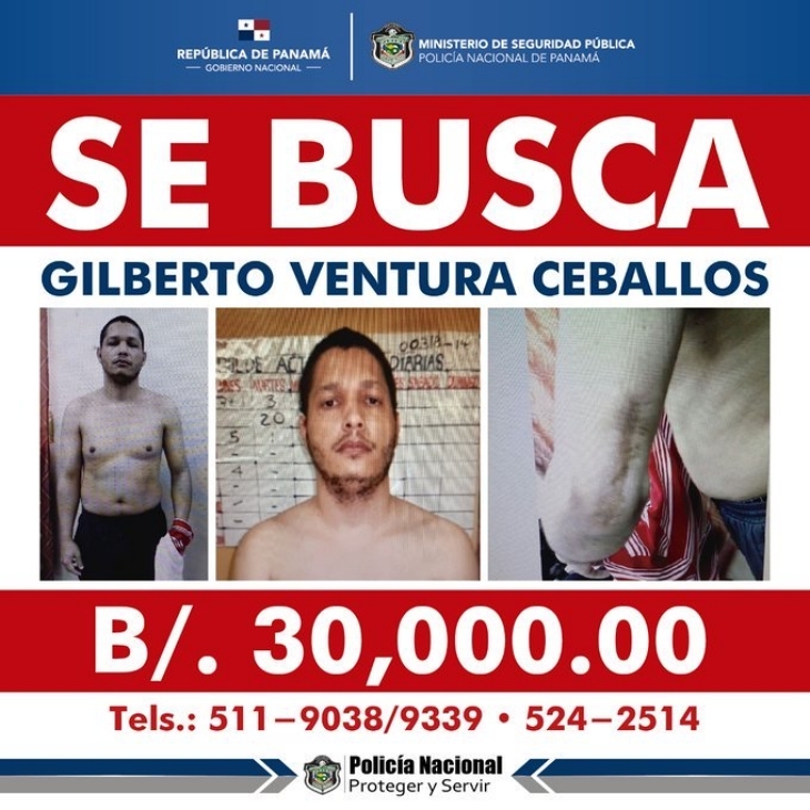 Autoridades panameñas ofrecen US$30,000 por asesino serial dominicano Gilberto Ventura Ceballos