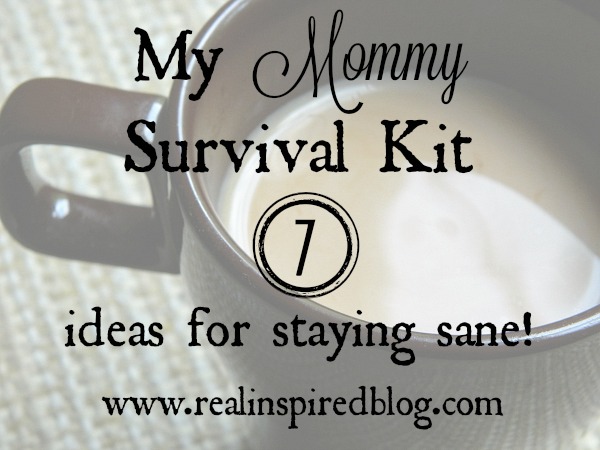 All moms should have a Mommy Survival Kit! What's in yours? These are seven great ideas for staying sane and energized as mom! coffee chocolate school books bible shopping alone help