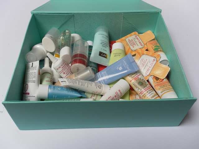 A picture of a box of beauty samples