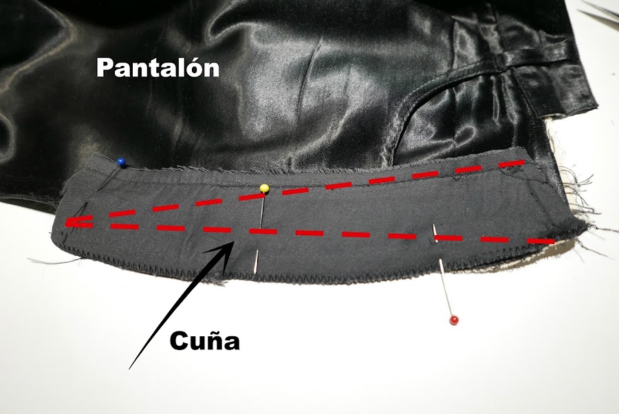Dibujar la cuña que ensanchará el pantalón
