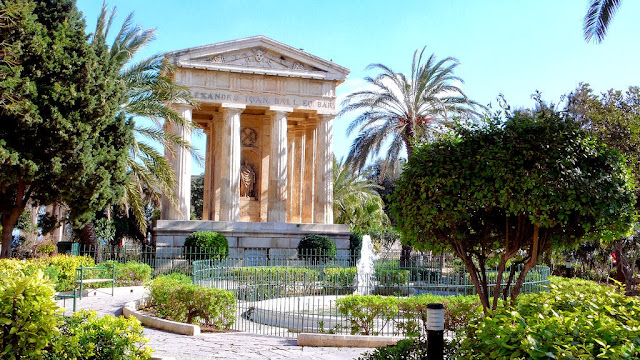 Welcome to Valletta, Malta and to the Alexander Ball Temple in the Lower Barracca Gardens. Photo: Cebete.