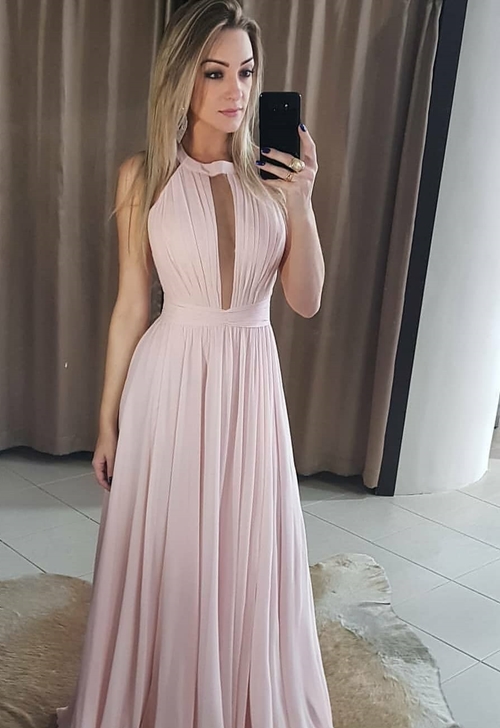 vestido longo rose  