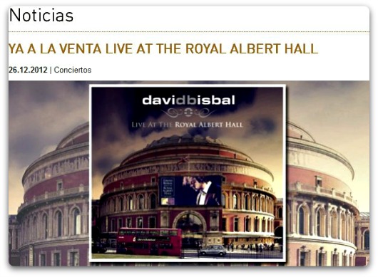 Ya a la venta David Bisbal Live At The Royal Albert Hall