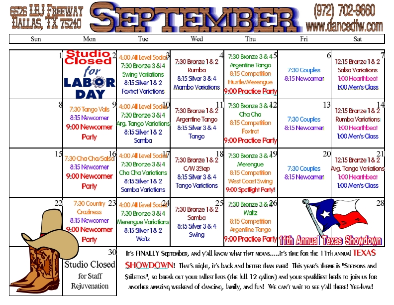 Arthur Murray Dance Studio of Dallas & Plano September Dallas Calendar