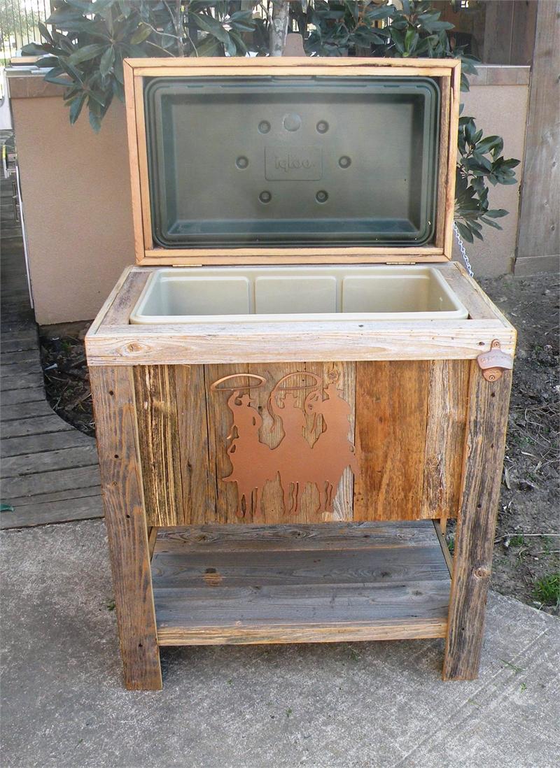 Outdoor Kitchen New Hand Made Weathered Wood Igloo Ice New Hand Made Weathered Wood Outdoor Igloo Ice Chest W Rust Cowboys