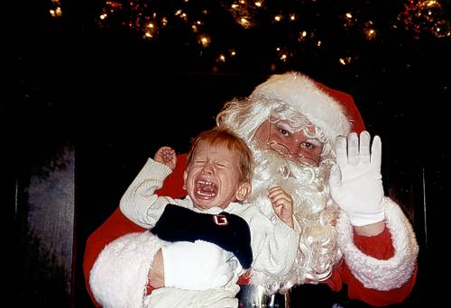 crying kids with santa