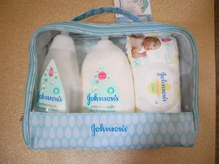 Johnsons new cotton baby bag and shampoo