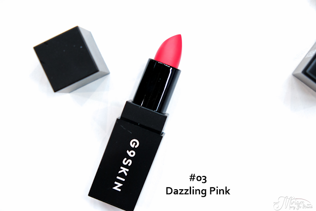 g9-lipstick-review-swatches-midnight red-dry rose-dazzling pink-peach brown-vintage red-recommended beauty blog-korean lipstick matte 