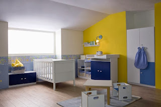 Habitaciones de bebé en azul y amarillo - Ideas para decorar dormitorios