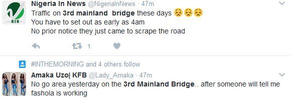 3 Traffic on 3rd Mainland Bridge: Nigerians lash out at Fashola over unannounced repairs