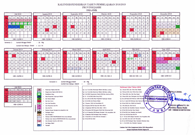 Kalender Pendidikan 2018/2019 Jambi Kalender Pendidikan 2018/2019 Jambi