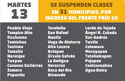 UV suspende clases en varios municipios costeros de Veracruz