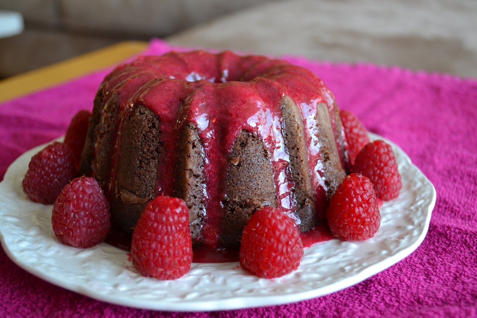 Growing Up Veg Raspberry Chocolate Lava Volcano Bundt Cake