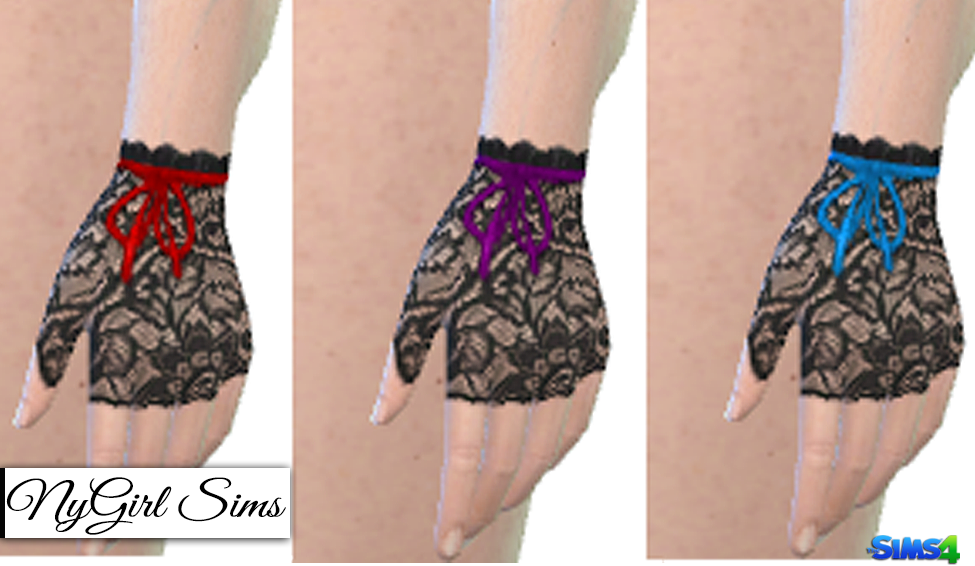 NyGirl Sims 4 Ruffle and Bow Lace Fingerless Gloves
