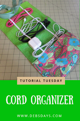 Homemade Fabric Roll Up Cord and Cable Organizer Sewing Project