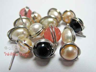 Pearl wire wrap stud earrings - simple yet elegant