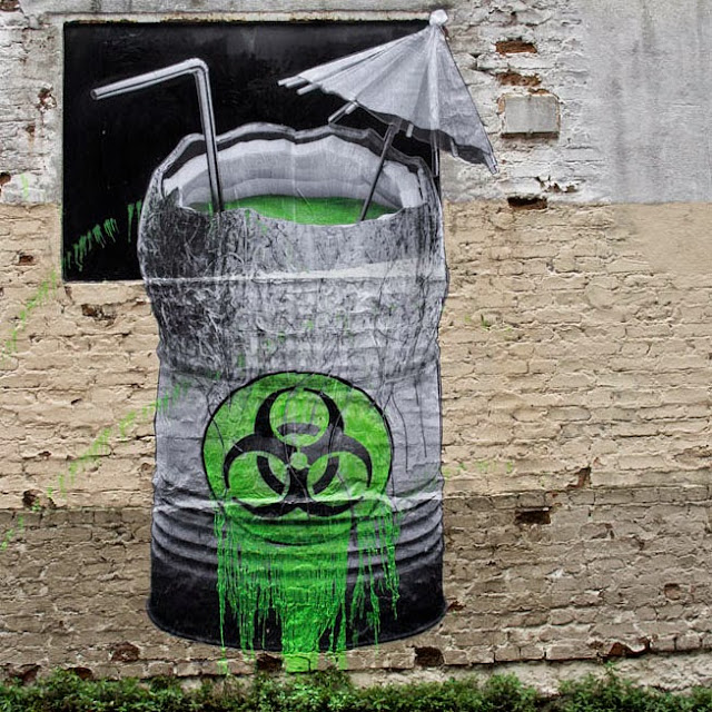 "Biohazard" Street Art By French Artist Ludo On The Streets Of Paris, France. 2