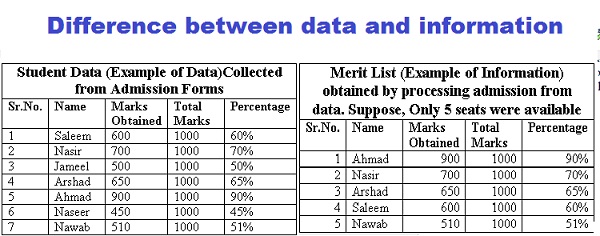 Differences Between Data and Information