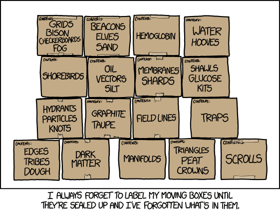 XKCD Isn't Funny: XKCD Isn't Funny - #1762 - Moving Boxes & #1763