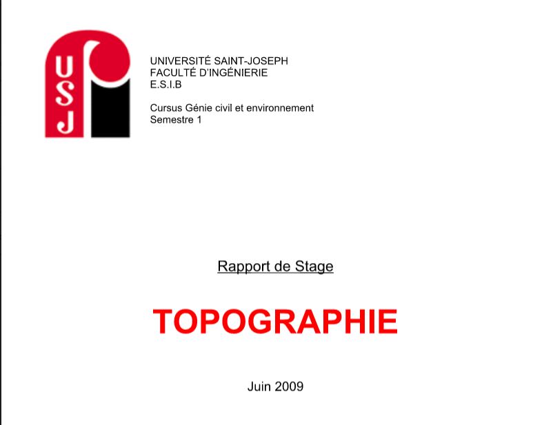 Rapport de stage géomètre topographie  Cours génie civil  Outils