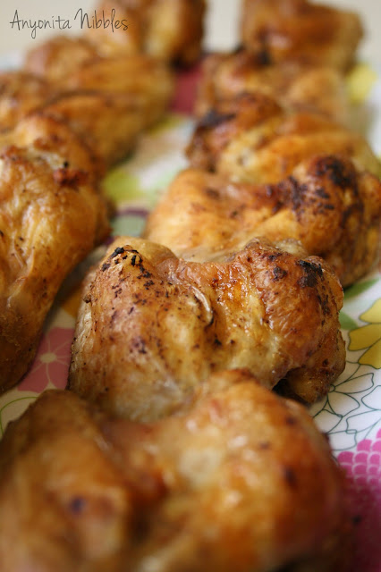 Rows of crispy oven baked 5 spice chicken wings