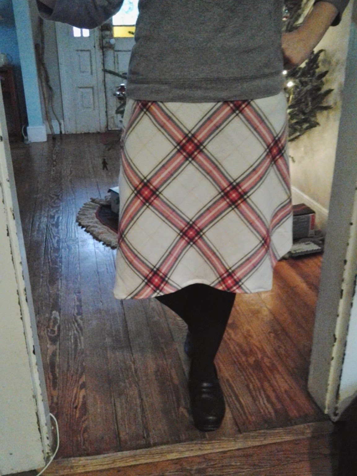 bias cut plaid skirt