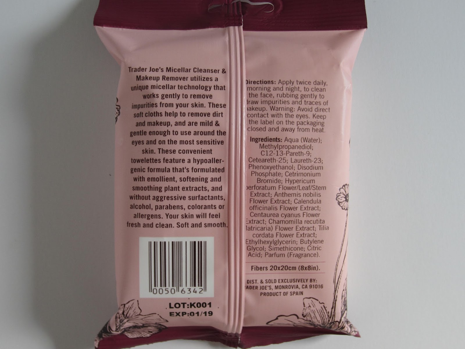 Trader Joe's Micellar Makeup Remover Towelettes
