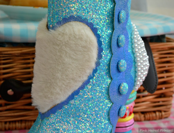 Irregular Choice Bee Delicious heart detail furry heart applique on centre front of boot