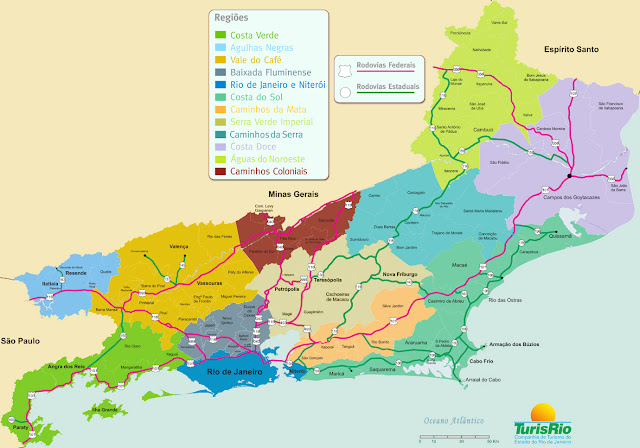 Mapa divisão regional do estado do Rio de Janeiro 