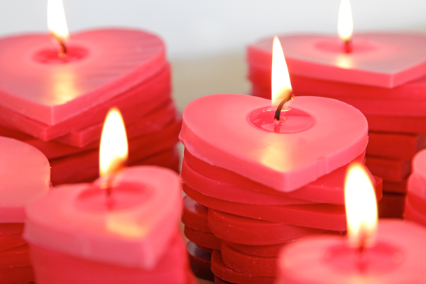 Bougies de coeur empilées