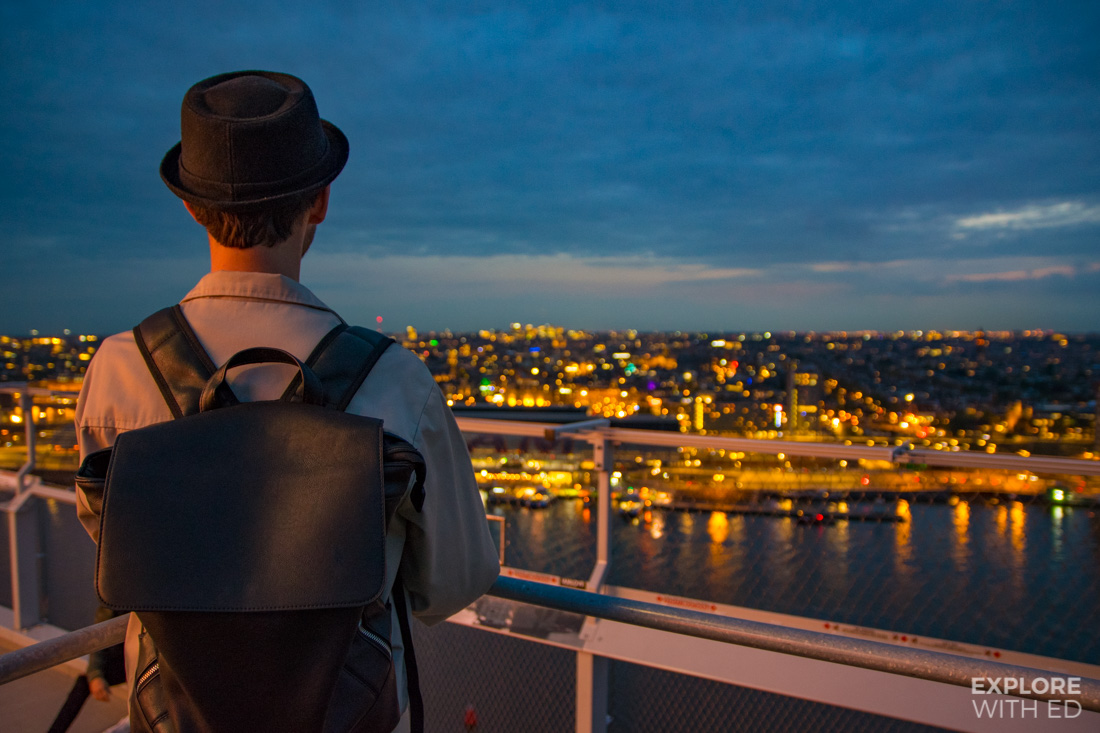 View over Amsterdam from A'DAM Lookout at dusk