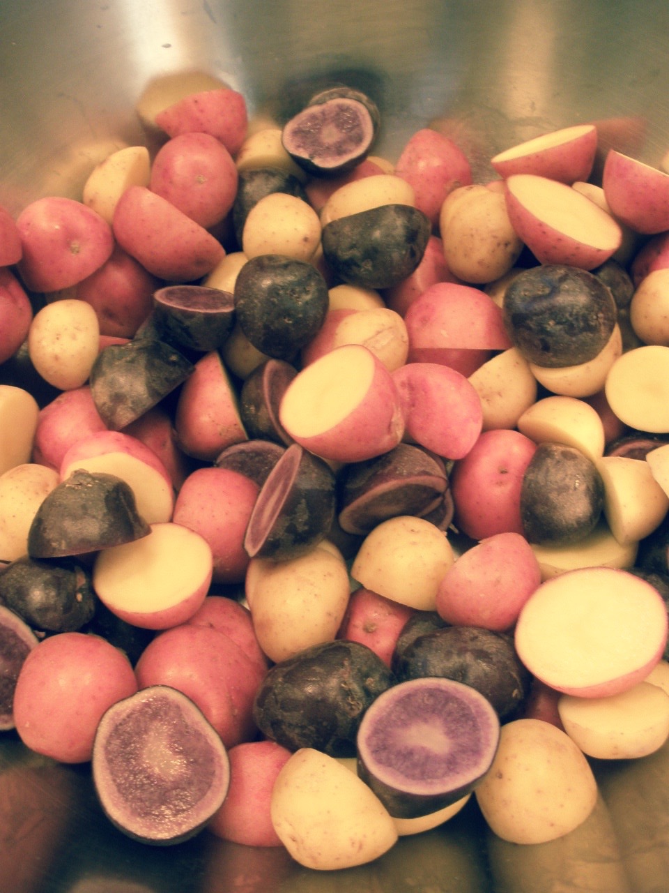 the half cut cook Oven Roasted Mini Potatoes