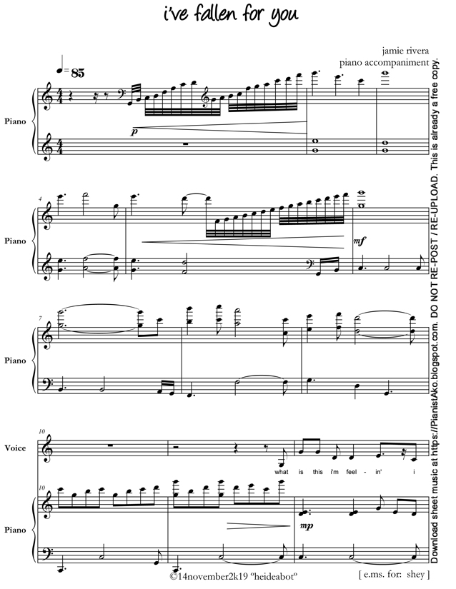 jamie rivera i've fallen for you PianistAko free OPM piano sheet music