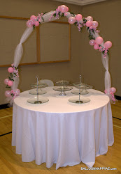 balloon pink arch table cake az happy