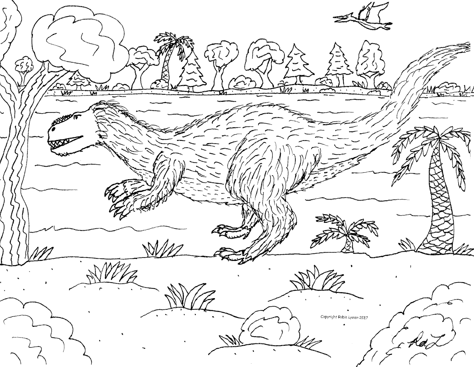 Robin's Great Coloring Pages: Half Feathered T. rex and Quetzalcoatlus ...