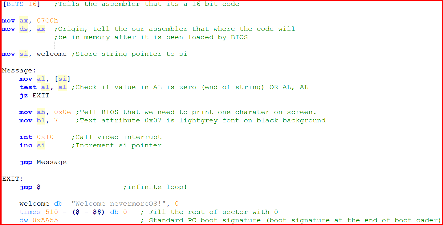 Assembly Bootloader Kernel Programming Learning Tutorials